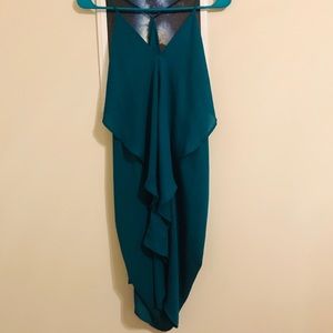 4/$15 Mahina Greek Drape Mini Dress -Peacock